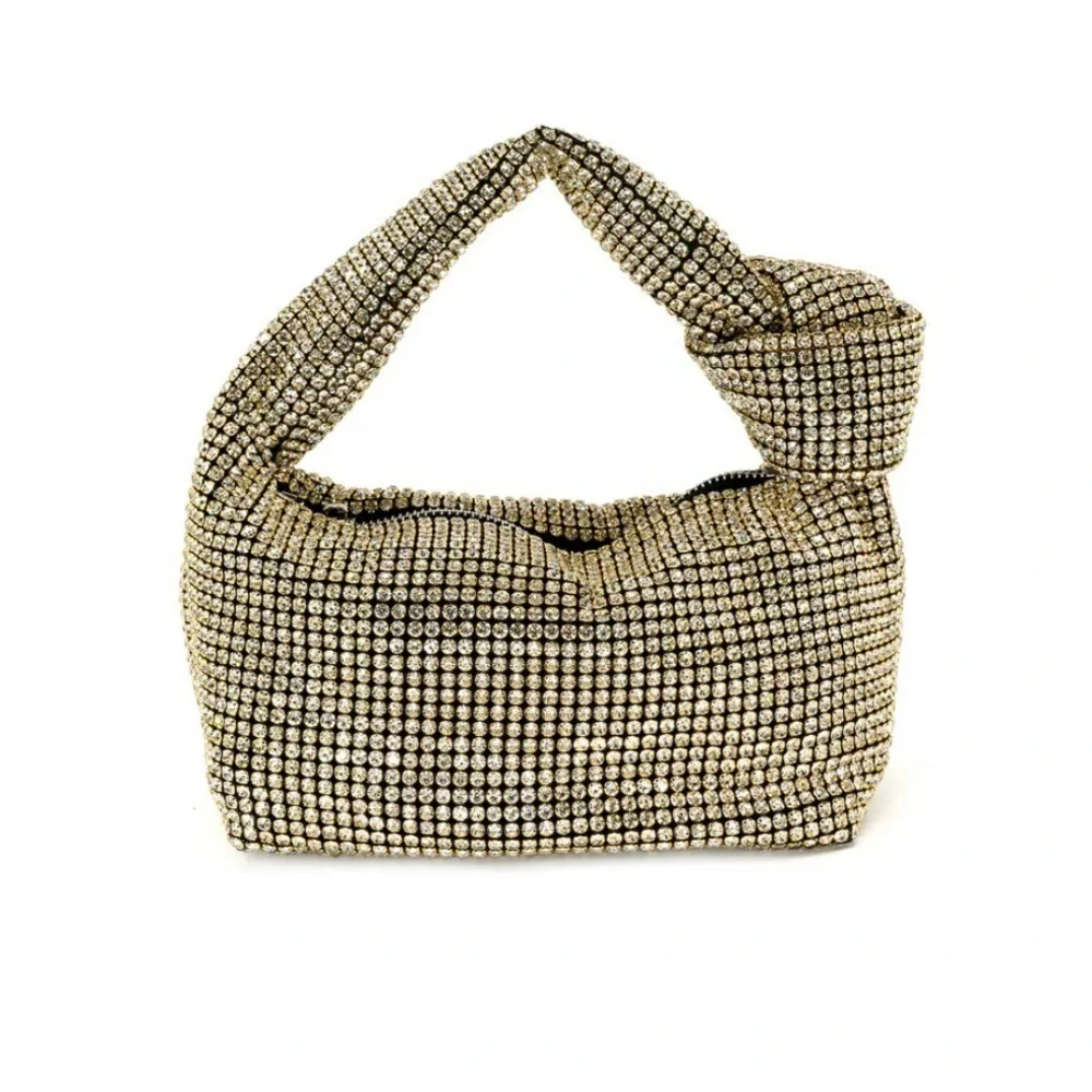 Elegant Rhinestone Gold Women's Bag